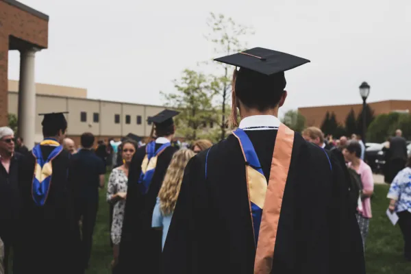 A photo of students at graduation.